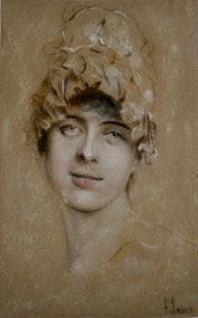 Franz Von Lenbach : Portrait of a young woman